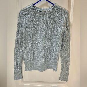 Gap For Good Light Blue 100% Cotton Cable Knit Fisherman Chunky Sweater size S